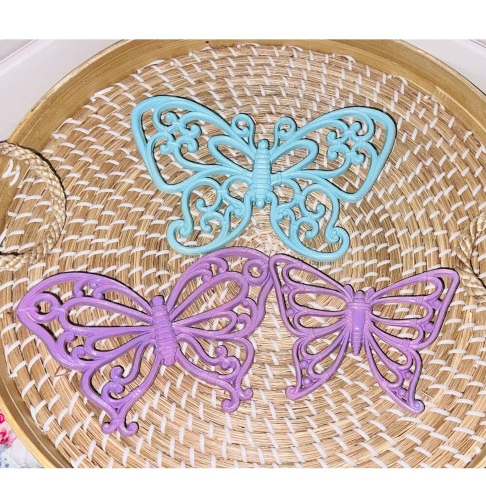 Butterfly Wall Decor Vintage Homco Pastel Blue Purple